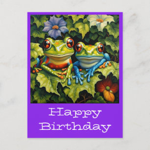 Happy birthday briefkaarten schattige kikkers