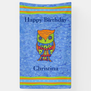 Happy Birthday Bright Fantasy Owl Star Eyes Spandoek