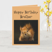 Happy Birthday Brother Funny Red Squirrel Kaart (Gele Bloem)