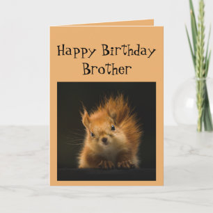 Happy Birthday Brother Funny Red Squirrel Kaart