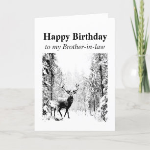 Happy Birthday Brother-in-law Vintage Stag, Deer Kaart