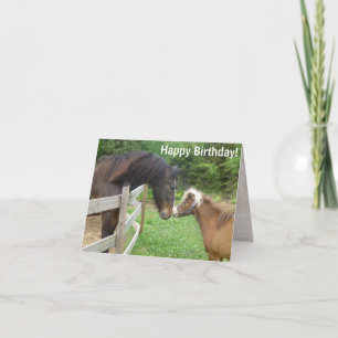 Happy Birthday Brown Miniature Draft Shire Horse Kaart