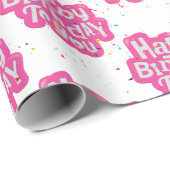 Happy Birthday Bubble Tekst Cadeaupapier (Rol Hoek)