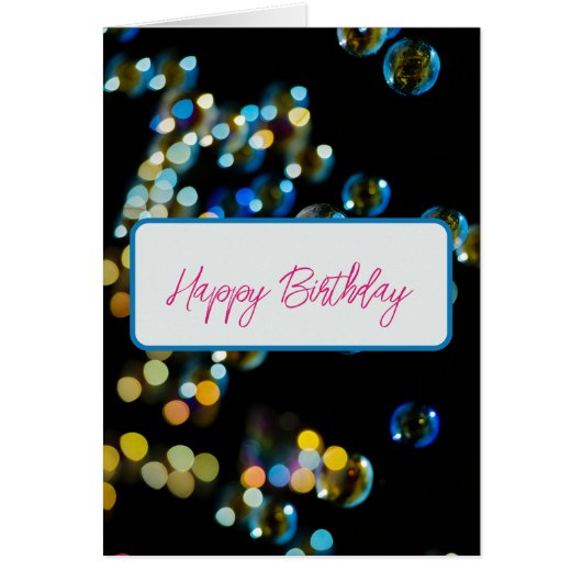 Happy Birthday Bubbles Custom Text Greeting Card (Devant)