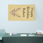 Happy Birthday Buck Deer Head Antlers Tan Spandoek (Beurs)
