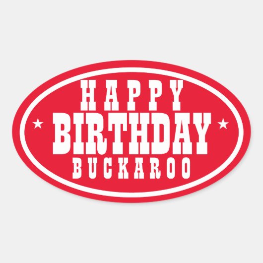 Happy Birthday Buckaroo Red Ovale Sticker (Voorkant)