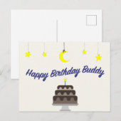Happy Birthday Buddy briefkaart van Syahikmah (Voorkant / Achterkant)