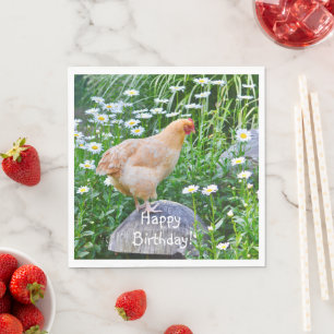 Happy Birthday Buff Orpington Chicken Servet