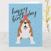 Happy Birthday Bulldog Kaart (Gele Bloem)