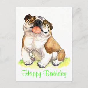 Happy Birthday Bulldog Puppy Groeten Briefkaart
