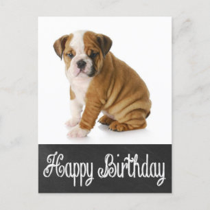 Happy Birthday Bulldog Puppy Krijtbord Briefkaart