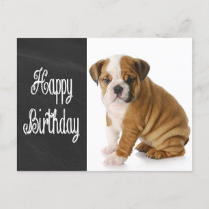 Happy Birthday Bulldog Puppy Krijtbord Briefkaart