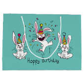 Happy Birthday Bunny Rabbits Kinder Cute Groot Cadeauzakje (Achterkant)