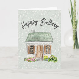 Happy Birthday Business Waterverf House Bedankkaart