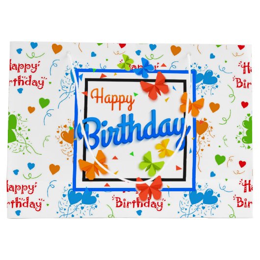 Happy Birthday Butterflies Groot Cadeauzakje (Achterkant)