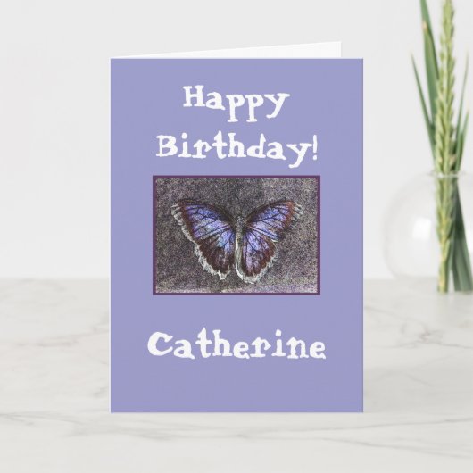 Happy Birthday-butterfly/Naam aanpassen Kaart (Voorkant)