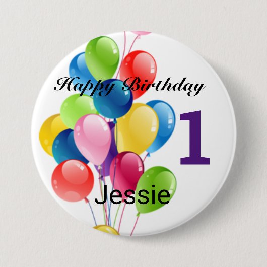 Happy Birthday Button personaliseer leeftijd en na (Voorkant)