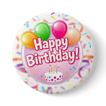 Happy Birthday Button (roze)