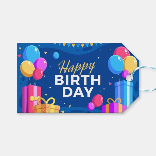 Happy Birthday Cadeaulabel (Voorkant (Horizontaal))