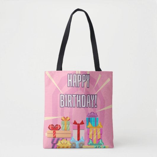Happy Birthday-cadeautjes op roze Canvas tas (Voorkant)