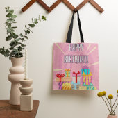 Happy Birthday-cadeautjes op roze Canvas tas
