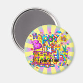 Happy Birthday Cake aangepaste naam Magneet (Voorkant / Achterkant)