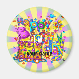 Happy Birthday Cake aangepaste naam Magneet