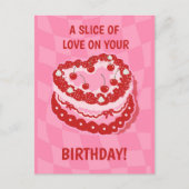 Happy Birthday Cake Briefkaart Hart Kersen (Voorkant)