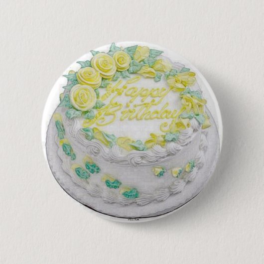 Happy Birthday Cake -Button- Ronde Button 5,7 Cm (Voorkant)