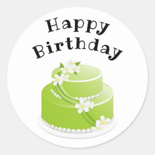 Happy Birthday Cake Gift en Kaart Stickers