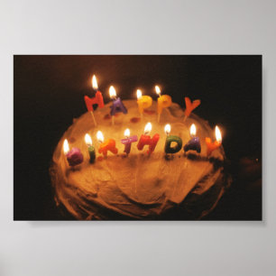 Happy Birthday Cake met kaarsen Poster