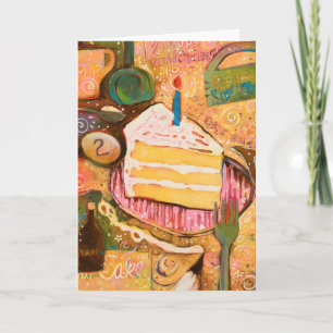 Happy Birthday Cake Painted Recipe Card (Verticaal Kaart