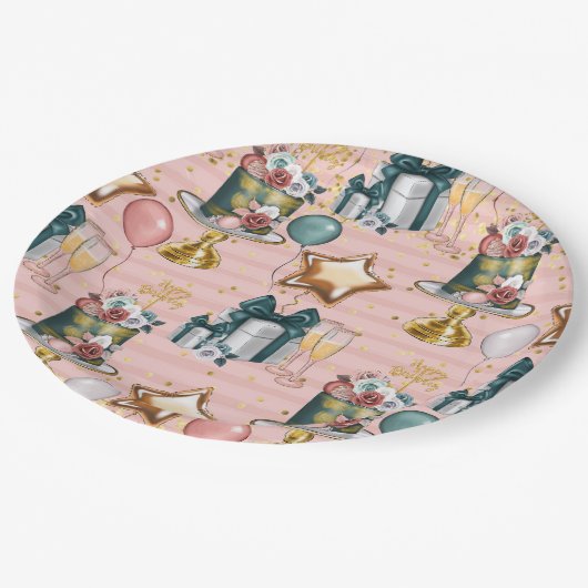 Happy Birthday Cake Papieren Bordje (Gekanteld)