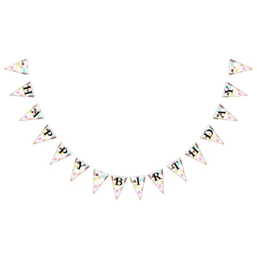 Happy Birthday Cake Pattern Vlaggetjes (Alle)