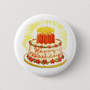  Happy Birthday Cake Pin Ronde Button 5,7 Cm