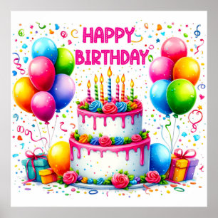 Happy Birthday Cake Poster
