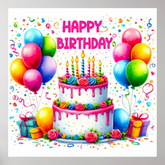 Happy Birthday Cake Poster