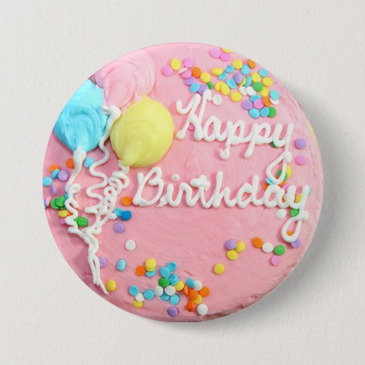Happy Birthday Cake Ronde Button 7,6 Cm (Voorkant)