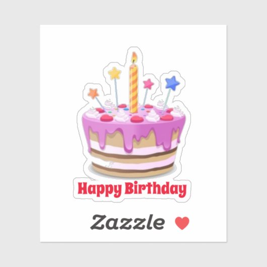 Happy Birthday cake Sticker (Vel)