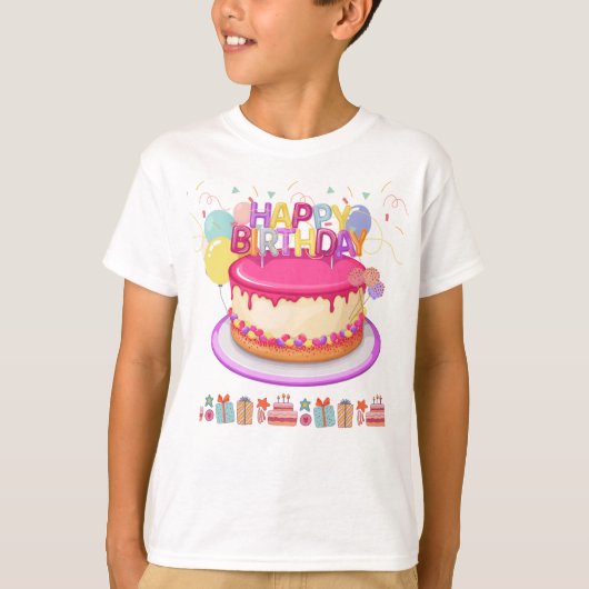 Happy Birthday Cake T-shirt (Voorkant)