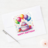 Happy Birthday Cake Vierkante Sticker (Envelop)