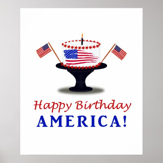 Happy Birthday Cake voor Amerika Poster (Voorkant)