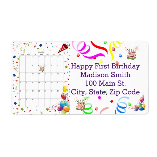 Happy Birthday Calendar May 2022 Address Label (Voorkant)