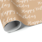 Happy Birthday Calligraphy Font Kraft Pattern Cadeaupapier (Rol Hoek)