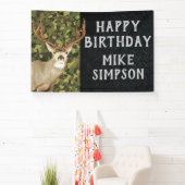 Happy Birthday Camouflage Deer Hunting Mannen Bann Spandoek (Insitu)