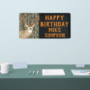 Happy Birthday Camouflage Deer Hunting Mannen Spandoek