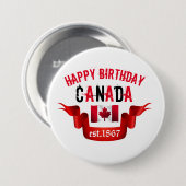 Happy Birthday Canada est. 1867- Ronde Button 7,6 Cm (Voorkant /achterkant)