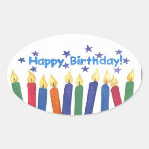 Happy Birthday Candles Ovale Sticker
