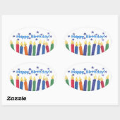 Happy Birthday Candles Ovale Sticker (Vel)