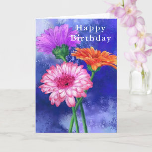 Happy Birthday Card Drie Colour Gerberas Kaart
